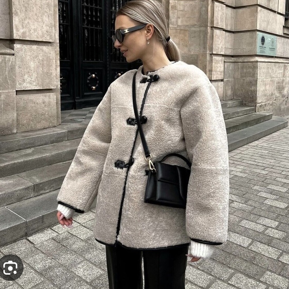 Mango Appliqués Faux Fur Coat in Size XS